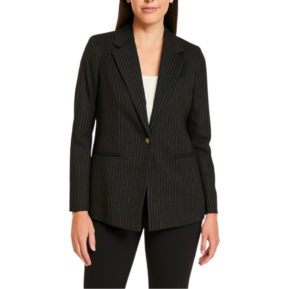 Calvin Klein Women’s Pinstripe Blazer One Button Tailored Office Jacket Sz XL - Picture 3 of 11